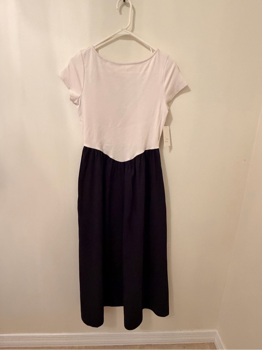 a new day Two-Tone White and Black Short-Sleeve Maxi Dress with Pockets